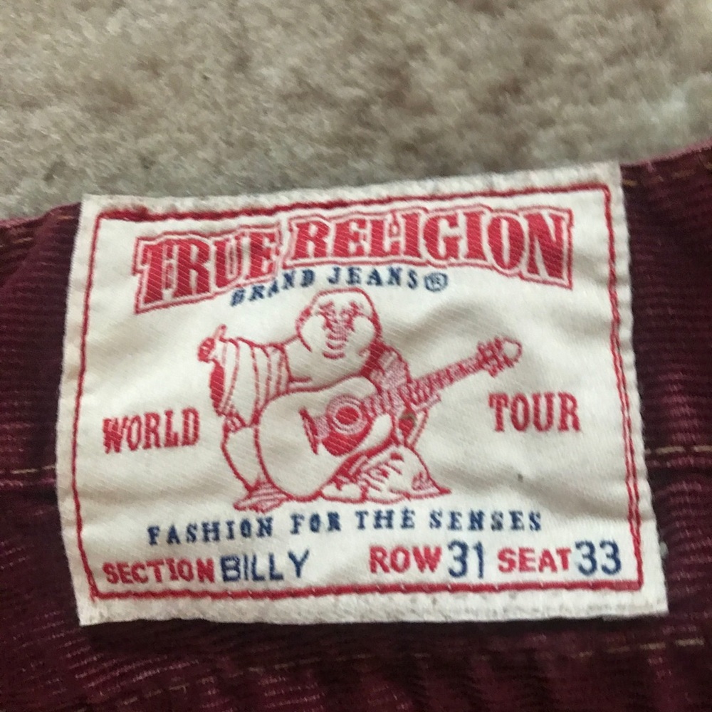 TRUE RELIGION - Burgundy World Tour Billy 31x33